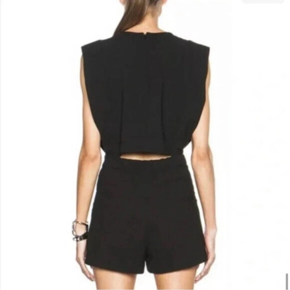 IRO Paris Black crewneck wide shoulder romper size 36 women's jumpsuit open back